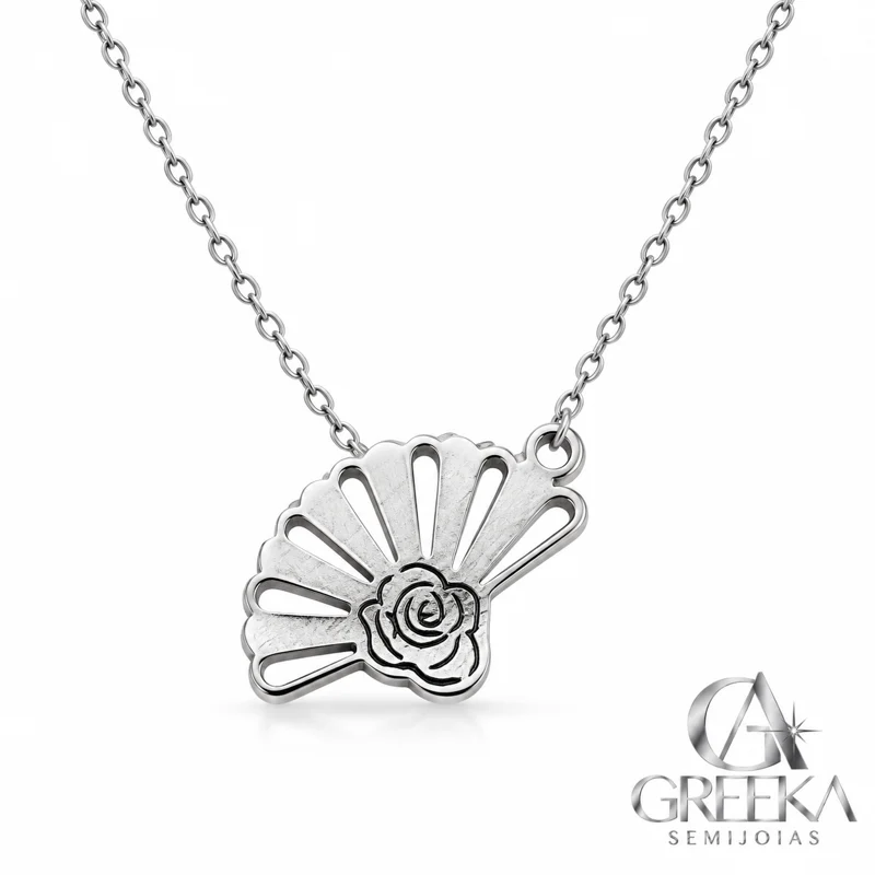 Corrente Greeka Corrente Leque e Rosa em aço inox 304